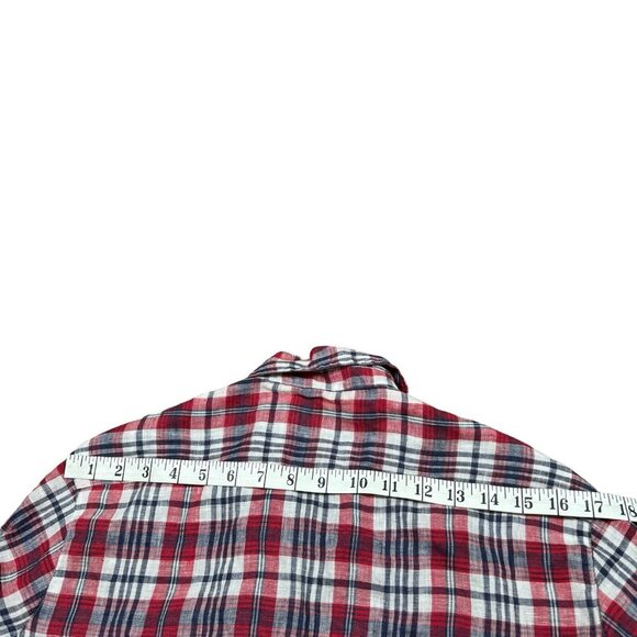 FRANK & EILEEN Shirt Women's Sz Small Red Blue Plaid Eileen 100% Linen Button Up - Picture 6 of 11